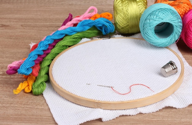 Hand and needle stitching colorful pattern