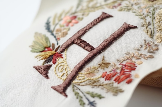 Embroidered floral sampler on linen